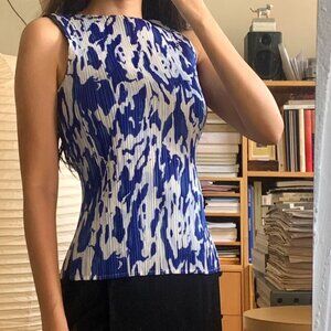Issey Miyake Pleats Please Tank Blue Marble Print JP2